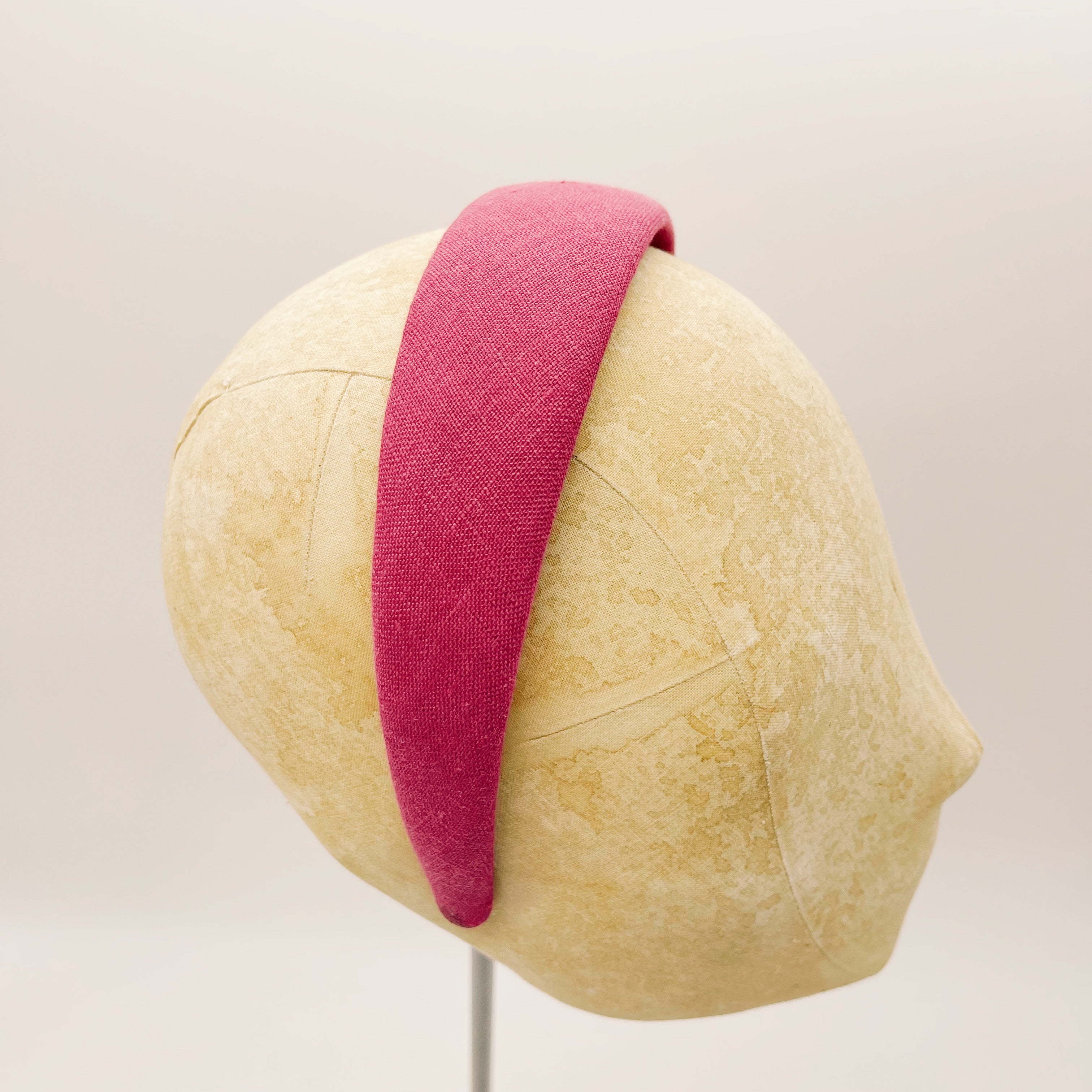Serre-tête en lin fuchsia