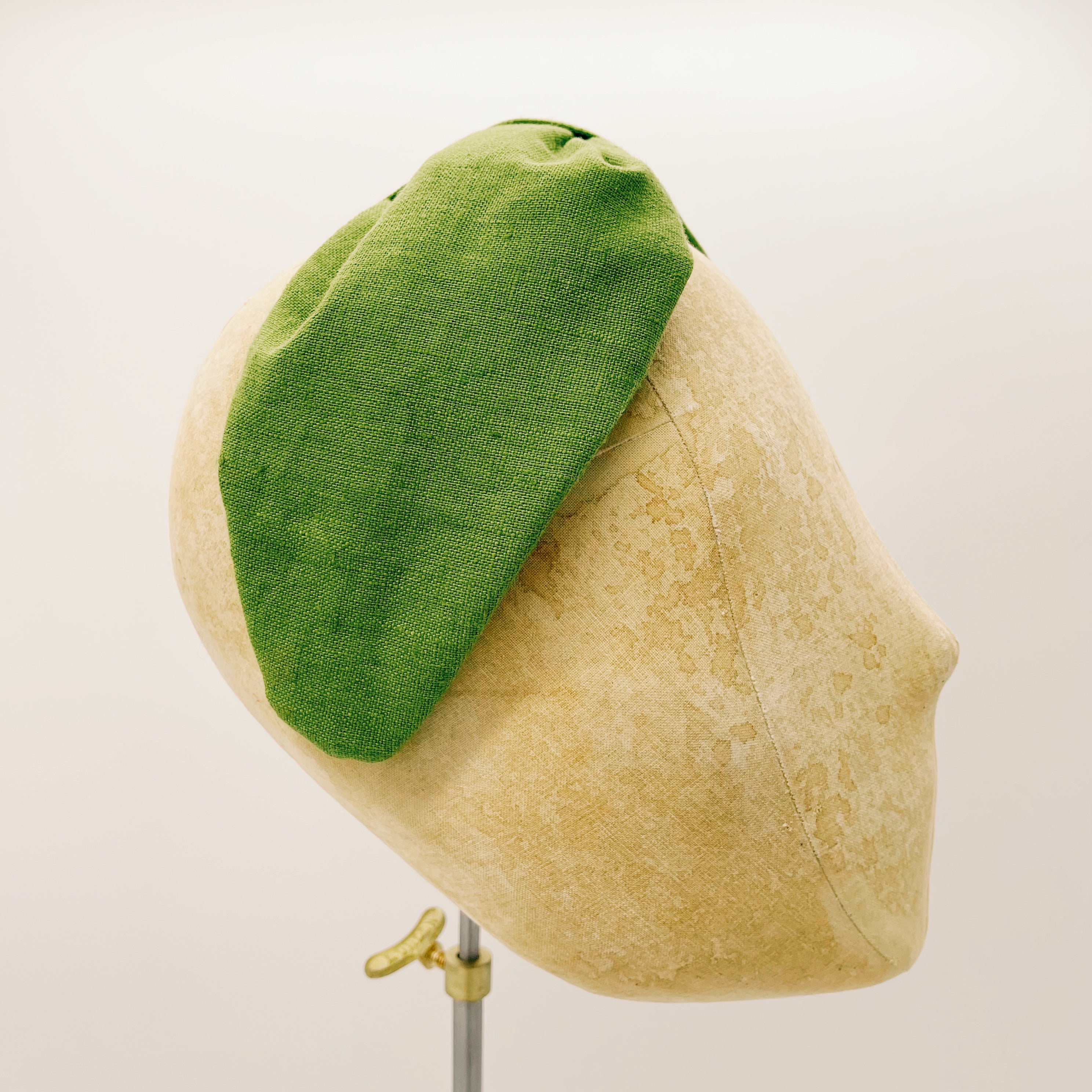 Serre-tête en lin Vert mousse à feuille