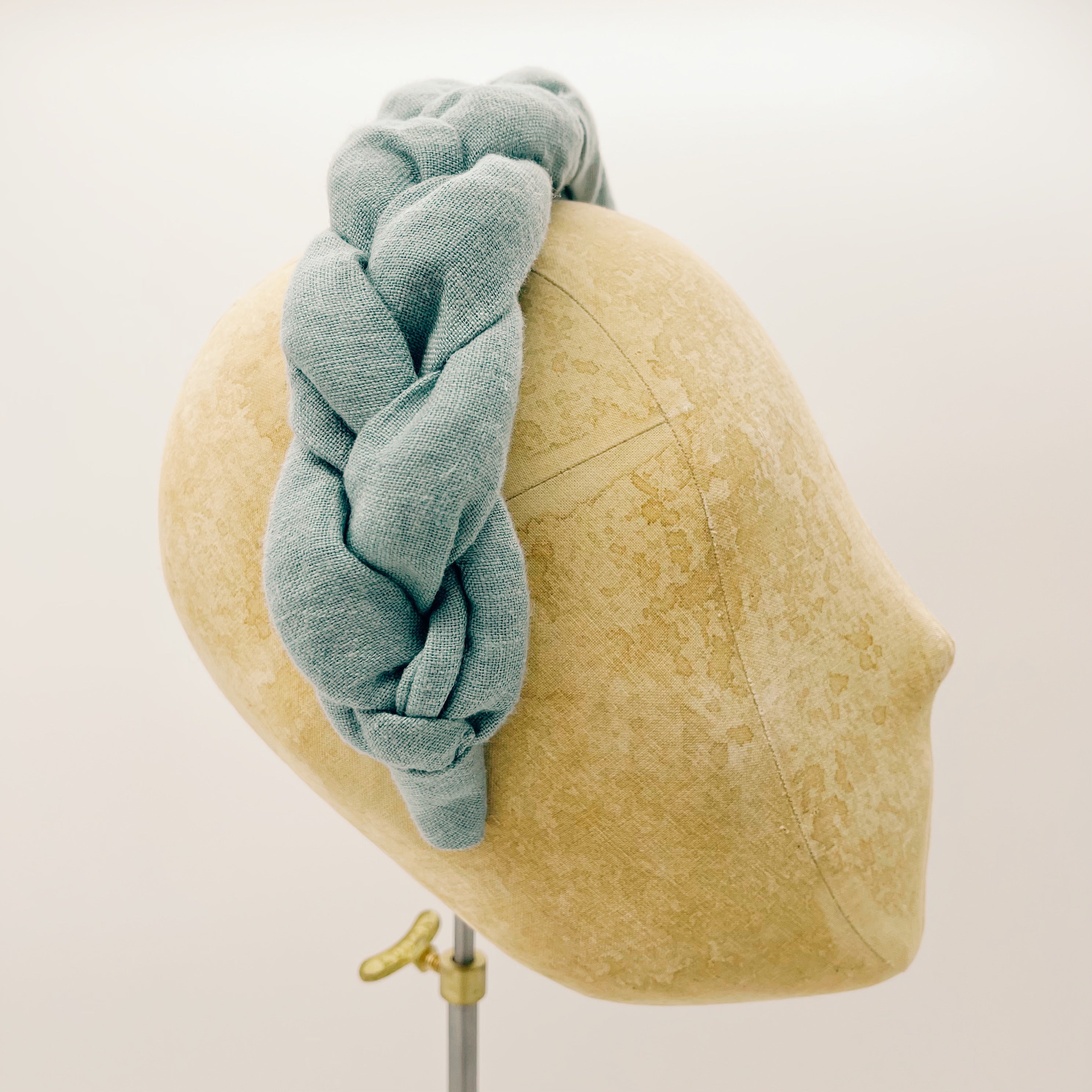 Cerchietto Lino Dusty Aqua Braid