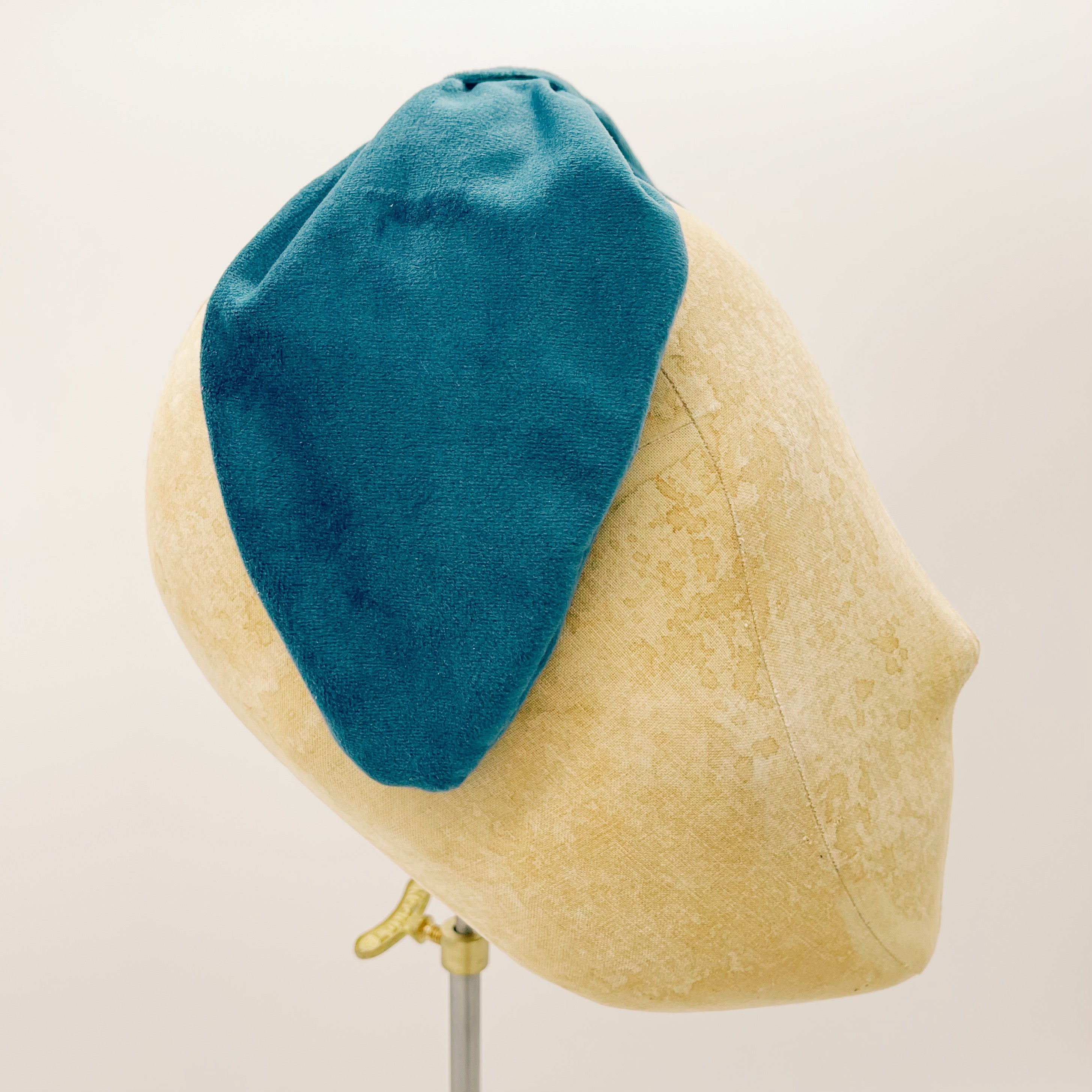 Cerchietto Velluto Petrol Blue Leaf