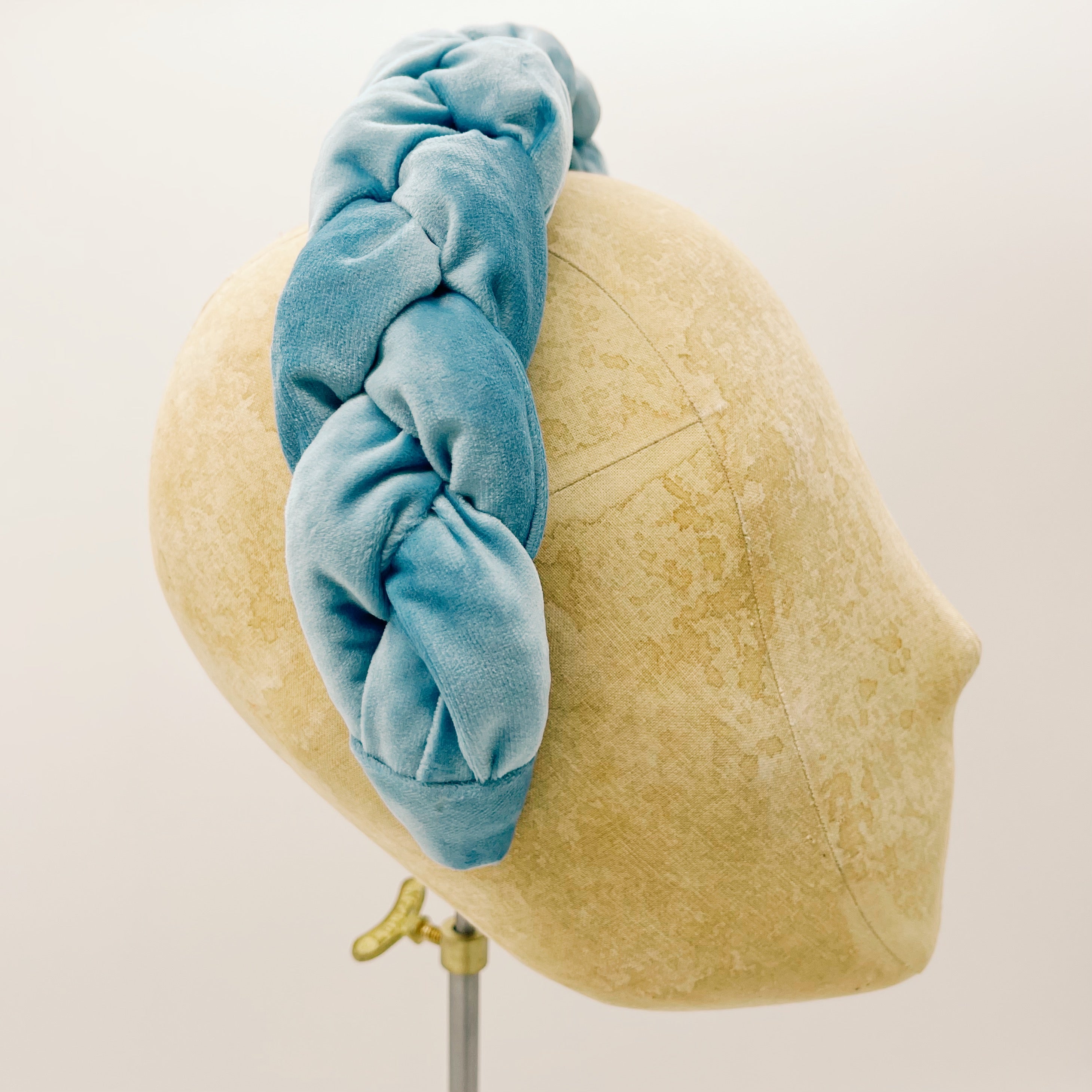 Cerchietto Velluto Light Blue Braid